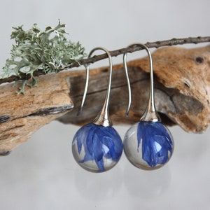 Cornflower Petal Earrings: Epoxy Resin Botanical Jewelry