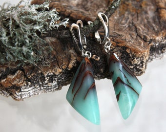 Turquoise Resin Cone Earrings: Natural Forest Jewelry Gift