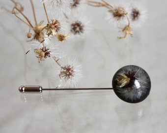 Dandelion Brooch Pin: Real Flower in Epoxy Resin