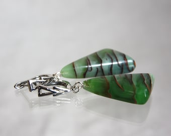 Green Resin Cone Earrings: Natural Forest Pendant