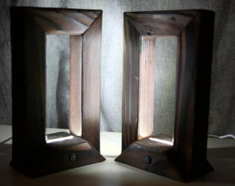 A pair of night lights made of coniferous wood, Portal lamp, Housewarming gift