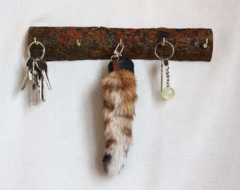 Rustic Poplar Wood Key Holder: Handmade Wall Hanger, Eco Home Decor