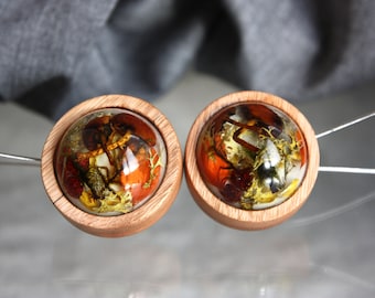 Embrasse magnétique avec champignons, mousse, lichen, bois et époxy, décoration d'intérieur