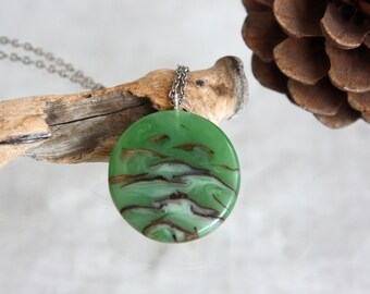 Green Resin Cone Pendant: Natural Forest Jewelry