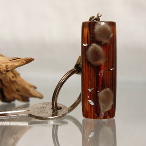 Burnt Bamboo Keychain: Willow Buds & Resin Wood Pendant