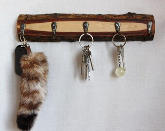 Rustic Poplar Wood Key Holder: Handmade Wall Hanger, Eco Home Decor