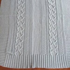 Hand Knit Baby Blanket Cable Classic Style Elegant Merino Washable Nursery Infant Knitwear Baby Gift Shower Gift image 2