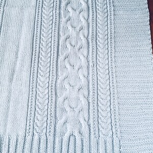 Hand Knit Baby Blanket Cable Classic Style Elegant Merino Washable Nursery Infant Knitwear Baby Gift Shower Gift image 6