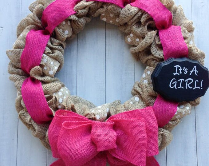 Baby Announcement Wreath Gender Reveal Wreath Burlap Etsy
