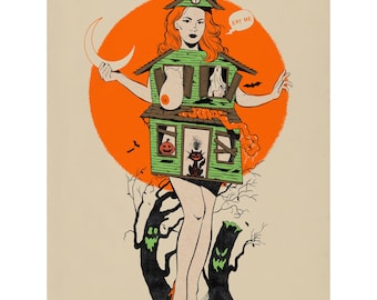 PRE ORDER Haunted House Babe print