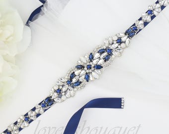 Tie on - Navy Blue Wedding Belt, Bridal Belt, Bridesmaid Belt, Prom Dress Belt, Self Tie Belt B133NAV