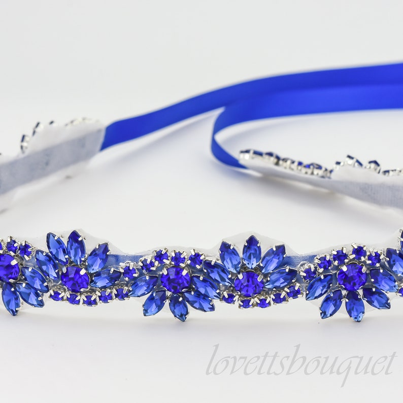 Flower Girl Sash Royal Blue Flower Girl Belt Crystal Rhinestone Blue Sash Belt B165BLUFG Royal Blue Sash Belt