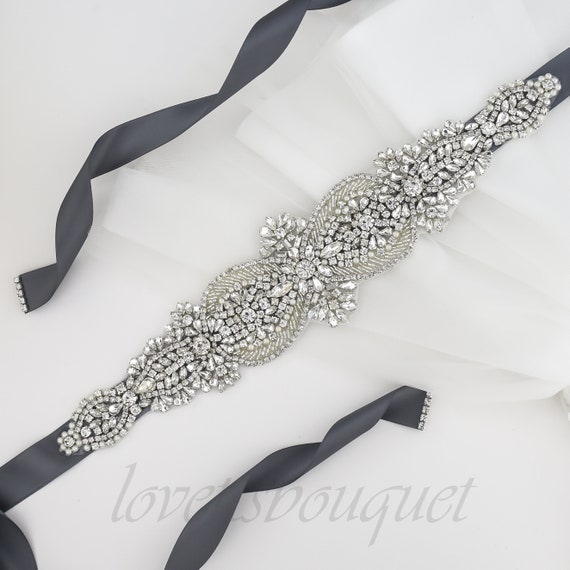 Rhinestone Tie Belt KC Republic Pink Rhinestone Belt Tie Back for Prom  main image 2