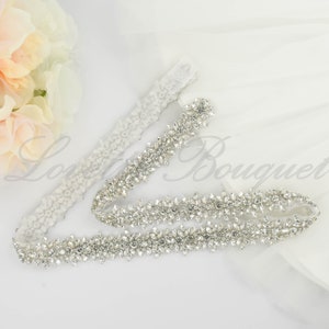 Clasp Belt All The Way Around Wedding Belt, Rhinestone Bridal Belt, Silver Bridal Belt, Hook & Eye Silver Bridal Belt B114S image 2