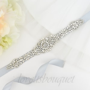 SALE - Silver Wedding Belt, Bridal Belt, Bridesmaid Belt, Crystal Rhinestone Belt, Self Tie Sash Belt B125