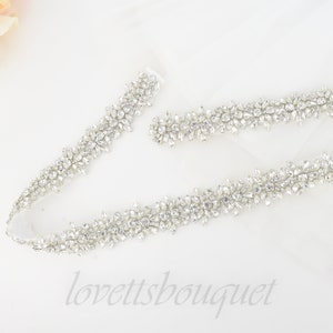 Clasp - All The Way Around Wedding Belt, Rhinestone Bridal Belt, Silver Bridal Belt, Hook & Eye Silver Bridal Belt B114S