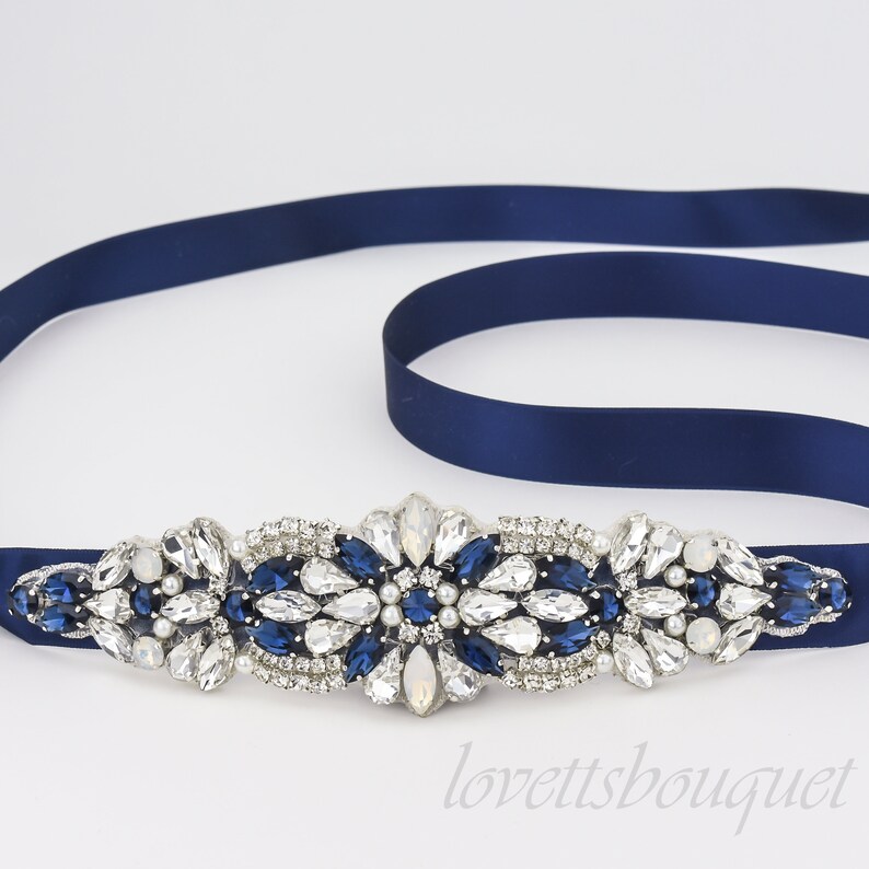 Tie on Belt Navy Blue Wedding Belt Bridal Belt Bridesmaid Etsy
