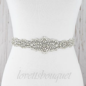 Ready to Ship - 17&quot;L  Crystal Pearl Dress Sash, Tie on Wedding Belt Silver, Crystal Bridal Bridesmaid Belt, Silver Pearl Belt Women B224