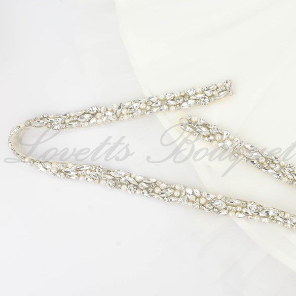 Clasp Belt - All The Way Around Wedding Belt, Rhinestone Bridal Belt, Silver Bridal Belt, Hook & Eye Silver Bridal Belt B200C