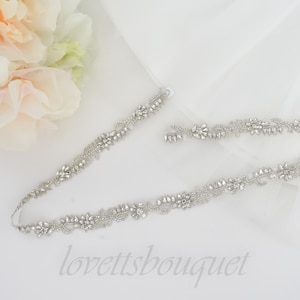 Clasp - Wedding Belt, Bridal Belt, Bridesmaid Belt, Crystal Rhinestone Silver Belt, Hook & Eye All The Way Around Thin Belt 208S