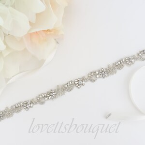 Ready to Ship - 20" Tie on Bridal Belt Silver, Bridesmaid Belt Rhinestone, Wedding Sash Belt Thin, Self Tie Thin Bridal Belt B208S