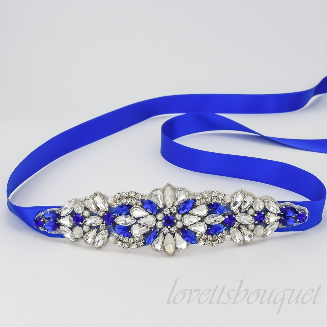 Tie on Belt Royal Blue Wedding Belt Royal Bridal Belt Prom Etsy