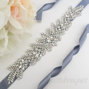 Tie on Belt - Silver Wedding Belt, Wedding Sash, Bridal Belt, Bridal Sash, Bridesmaid Sash Belt, Opal Crystal Sash Belt B207
