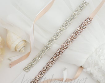 Tie on Belt - Flower Girl Belt, Skinny Flower Girl Belt, Pearl Sash Belt, Prom Dress Belt , Self Tie Belt B196FG