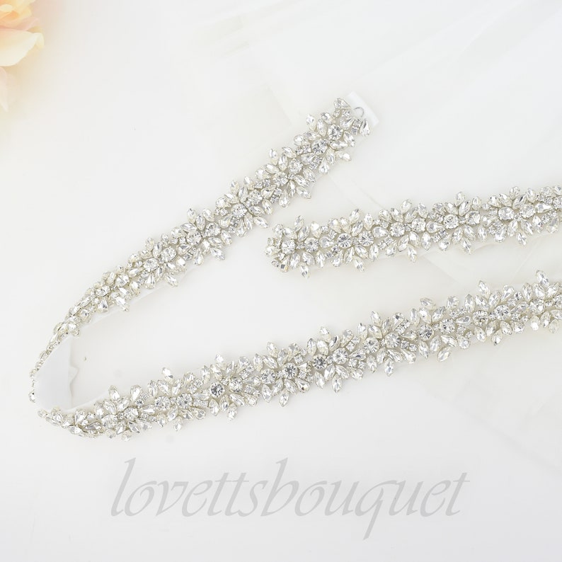 Clasp Belt All The Way Around Wedding Belt, Rhinestone Bridal Belt, Silver Bridal Belt, Hook & Eye Silver Bridal Belt B114S image 5