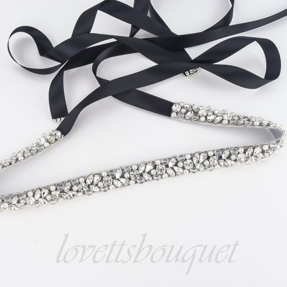 Tie on - Crystal Bridal Belt, Crystal Bridesmaid Belt  display picture 1