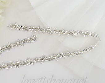 Clasp - All The Way Around Wedding Belt, Rhinestone Bridal Belt, Silver Bridal Belt, Hook & Eye Silver Bridal Belt B117S