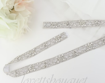 Clasp Belt - All The Way Around Wedding Belt, Rhinestone Bridal Belt, Silver Bridal Belt, Hook & Eye Silver Bridal Belt B216S