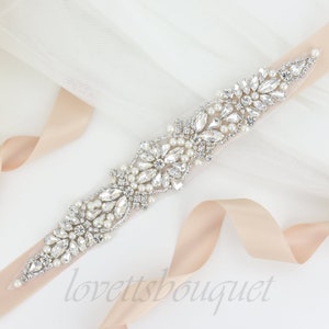 Tie on Belt - Crystal and Pearl Bridal Belt, Bridesmaid Belt, Wedding Belt, Wedding Sash, Self Tie Sash Belt B119