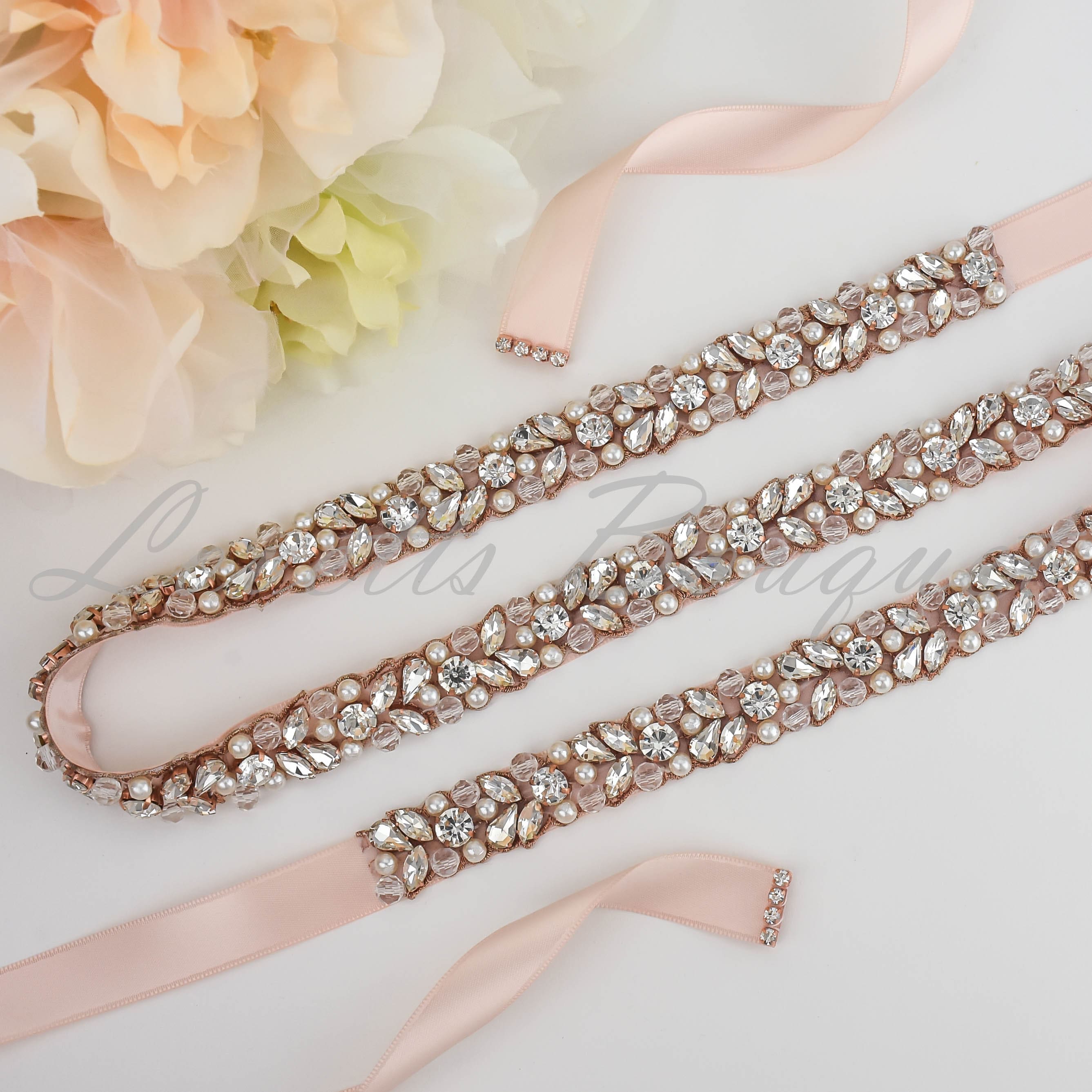 rose gold sash for dress Bohemian Rose Gold Wedding Dress Belt – Wedding Accessory