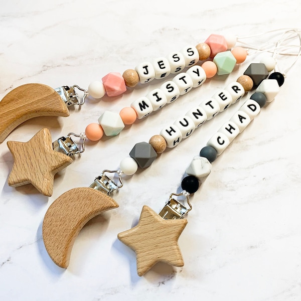 More Colors! Personalized Name Pacifier Clip Personalized Kids Name  Baby Shower Gift  Custom Pacifier Clip Name Clip Paci Clip Keychain