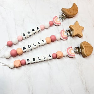 Personalized Name Pacifier Clip Personalized Kids Name Baby Shower Gift Custom Pacifier Clip Name Clip Paci Clip Rainbow Baby Pacifier Clip