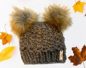 More Colors Double Pom Beanie Faux Fur Teddy Bear Hat Bear Hat Knit Bear Hat Baby Bear Hat Adult Bear Hat Toddler Bear Pom Pom Hat