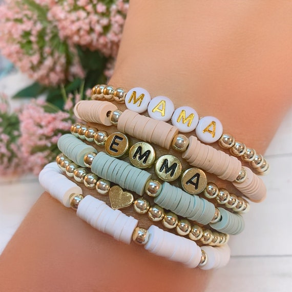 Preppy Heishi Bracelets Stackable Golden Beads Versatile Exquisite Happy  Smile Boho Jewelry Accessories for Girlfriend Women