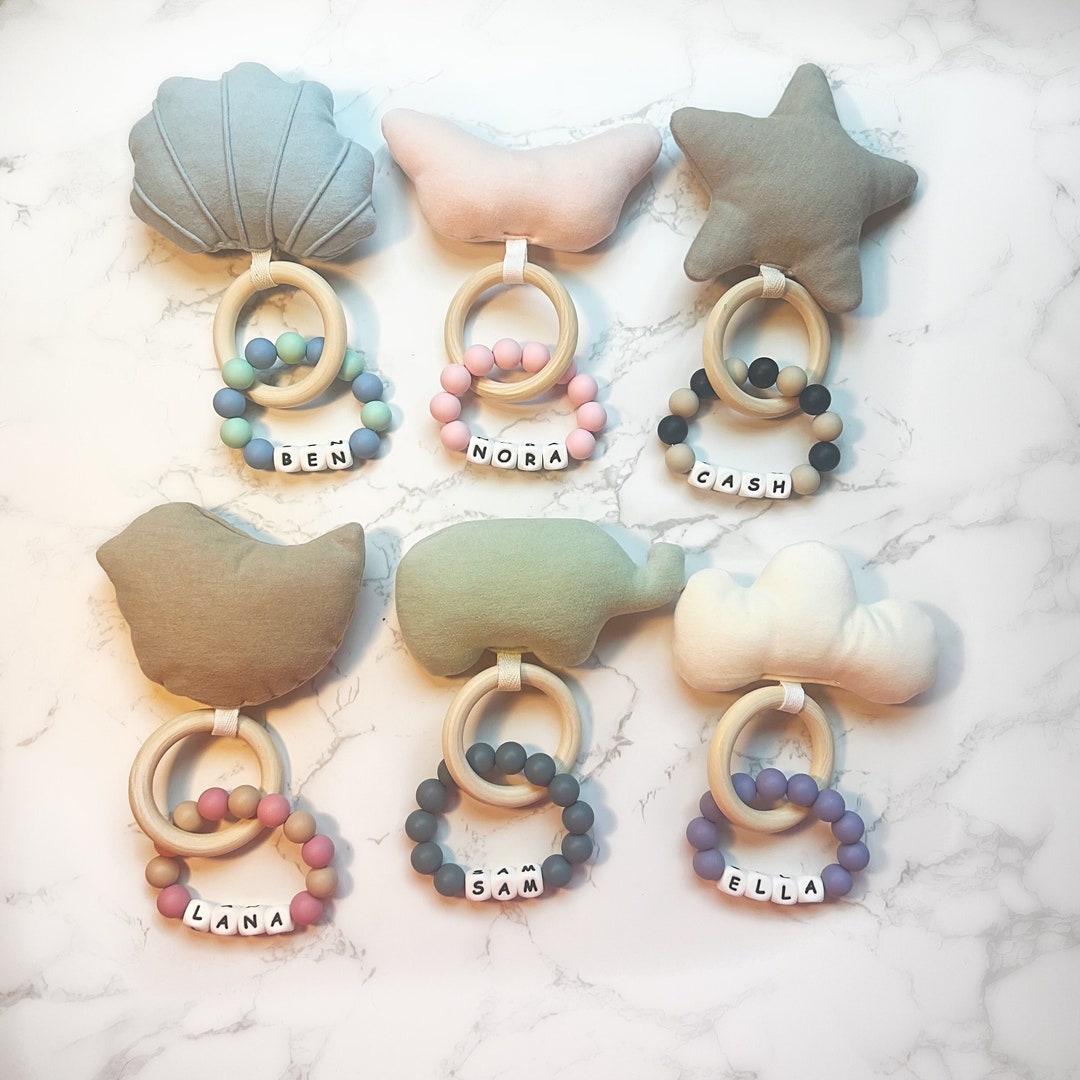 More Colors Personalized Cotton Baby Toy Ring, Personalized Baby Toy