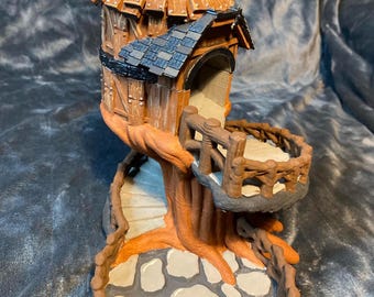 Tinders' Treehouse Dice Tower STL-bestand: 3D-afdrukbare RPG-dobbelsteenroller