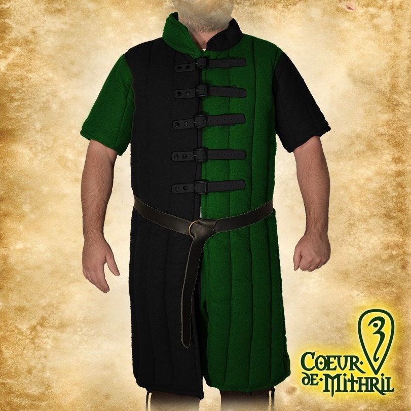 Larp Gambeson padded armor 2 colors Black and Green