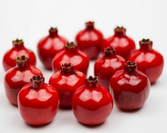 Handmade Red Ceramic Pomegranate Vase, Wedding Favor