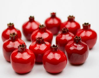 50 piece wedding favors for custum order , Handmade ceramic pomegranate, red pomegranate,  ceramics and pottery, ceramic wedding favor box