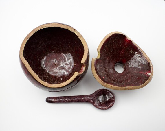 KNBG Sucrier Céramique Forme Grenade - Pot à Condiments Avec Cuillère