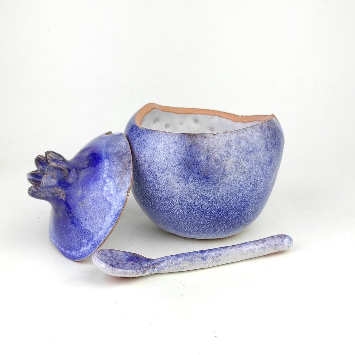 Handmade pomegranate sugar bowl with spoon Cobalt Sugar Etsy