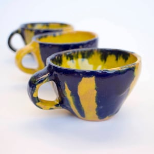 Handmade glazed ceramic mug set 3 in 1 , latte mug , coffee  mug, Stoneware mug, pottery mug, ceramics and pottery, coffee mug, set