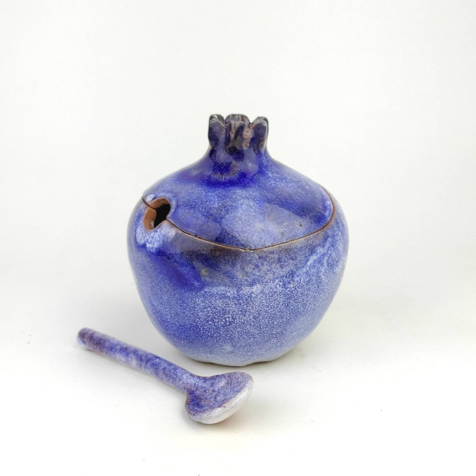Handmade pomegranate sugar bowl with spoon Cobalt Sugar Etsy