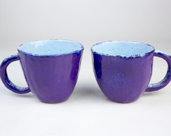 Handmade Ceramic Mug Set, Dark Blue & Ocean Blue, 4 oz