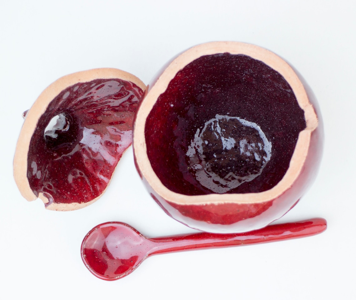 Handmade pomegranate sugar bowl with spoon Ceramic jar Etsy
