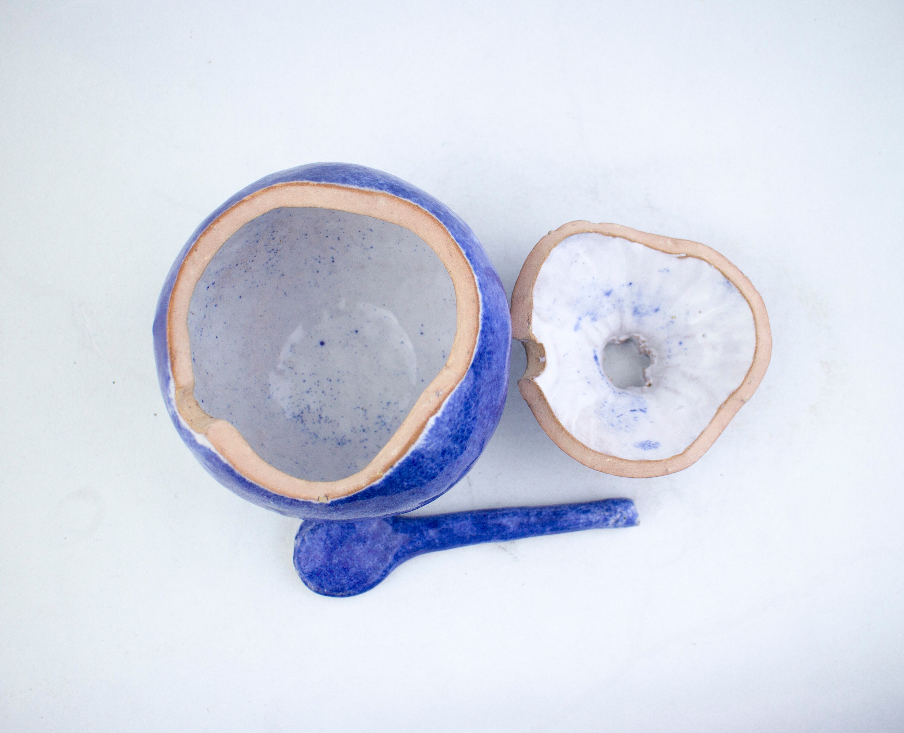 Handmade Pomegranate Sugar Bowl With Spoon Cobalt Sugar Bowl Etsy